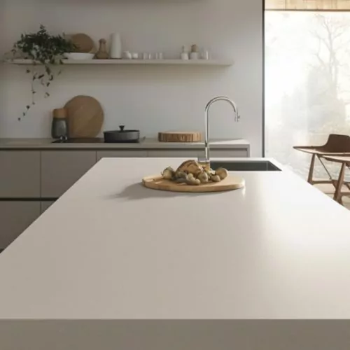 Plan Travail Pour La Cuisine En Corian – “Gris Clair”