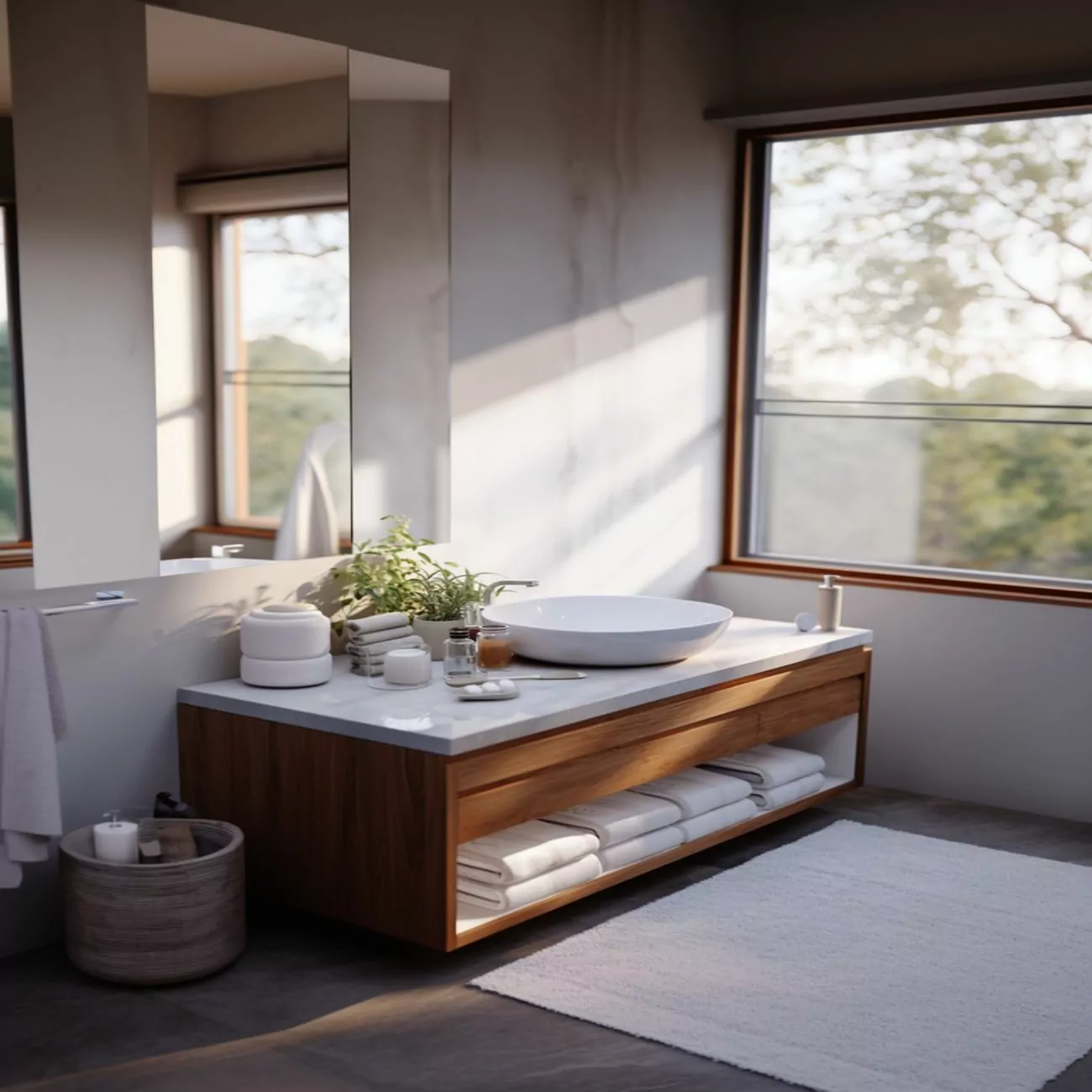 Salle de Bain en Marbre Blanc “Neige”