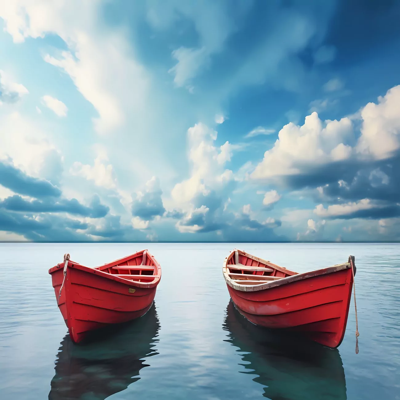 Crédence de cuisine “Barques rouges en Mer” 2