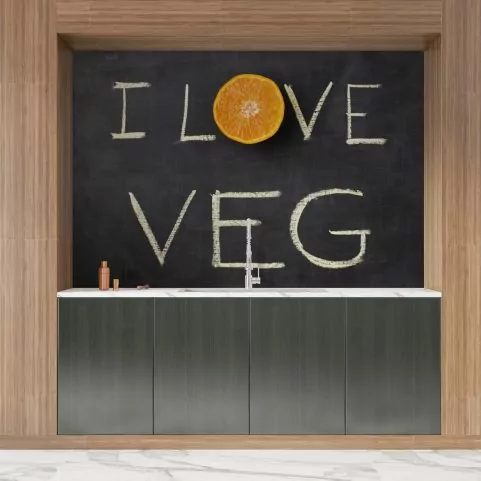 Crédence de cuisine “Ardoise ‘I love veg'” 2