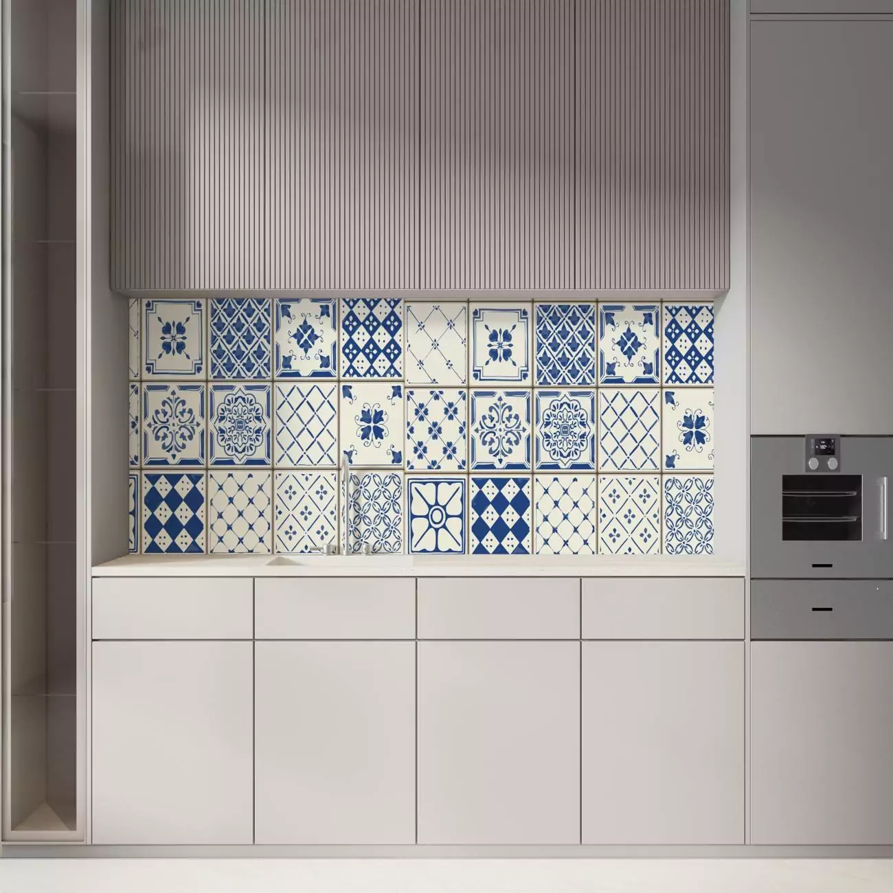 Crédence de cuisine “motif design carreaux bleu” 5