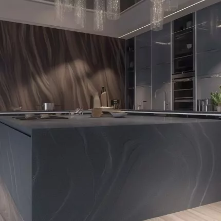 Ilot Central de Cuisine En Corian – “Gris Onyx” 7