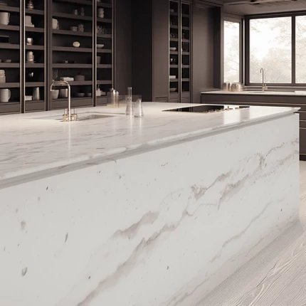 Ilot Central de Cuisine En Corian – “Gris Onyx” 6