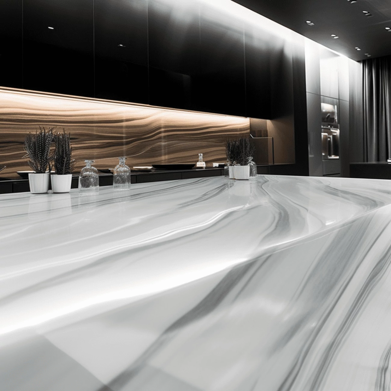 Ilot Central de Cuisine En Corian – “Gris Onyx” 3