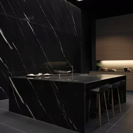 Ilot Central de Cuisine en Marbre Noir “Marquina” 2