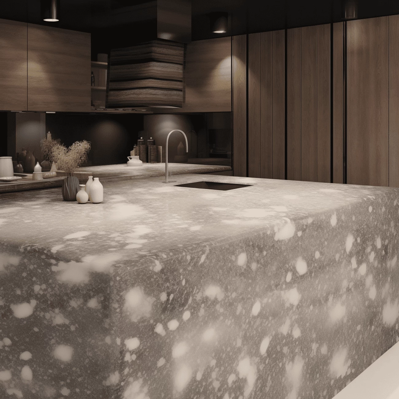 Ilot Central de Cuisine En Corian – “Noisette” 3