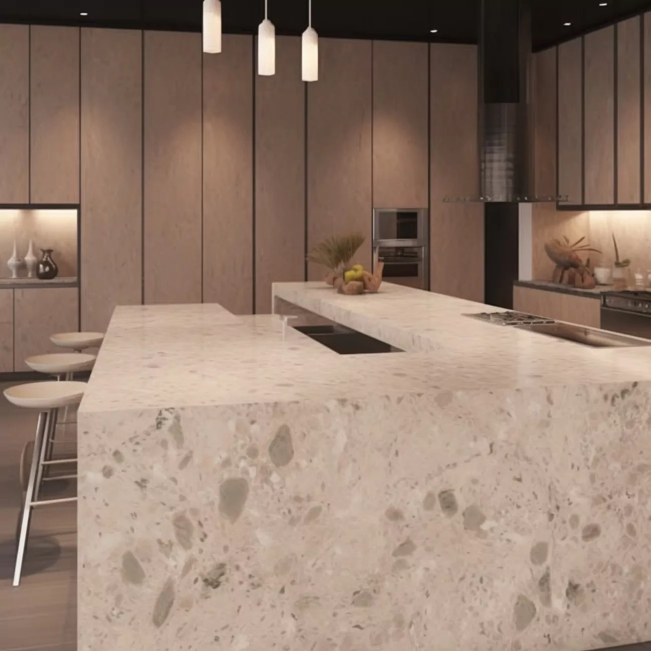 Ilot Central de Cuisine En Corian – “Virevoltant” 4