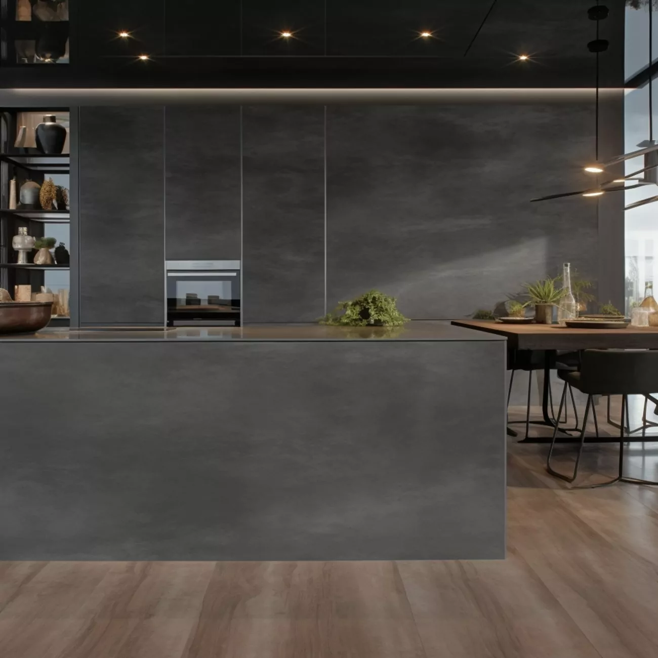 Ilot central de cuisine en Céramique – “Concrete Black” 4